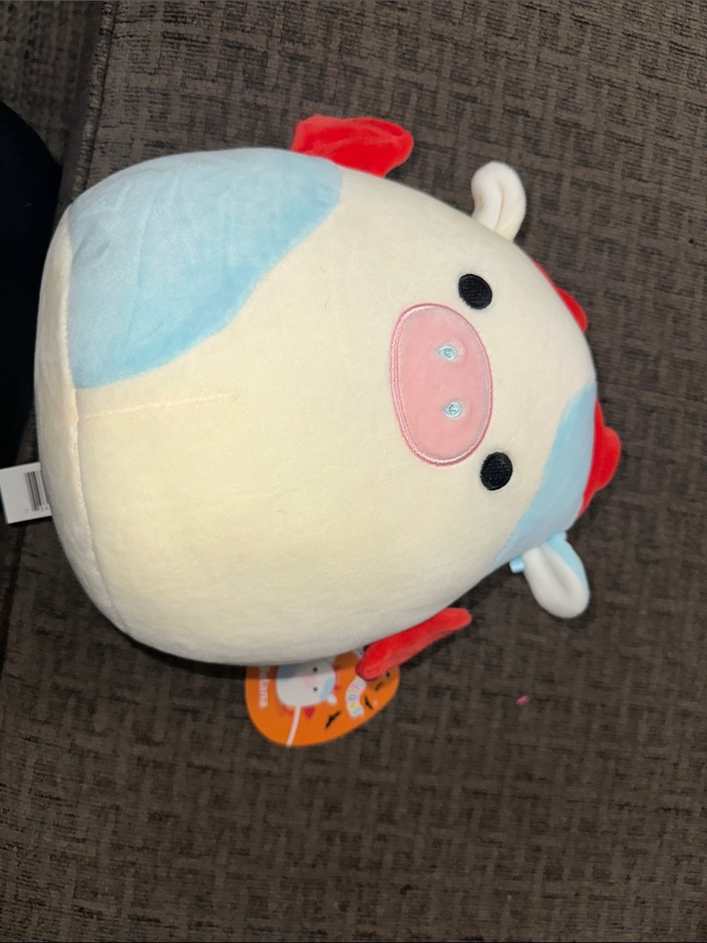 Belena Squishmallows Cream Plush Pig with Light Blue Patches & Pink Snout